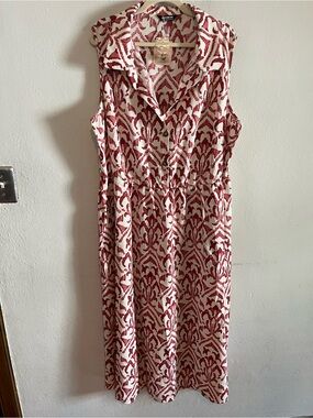 Bloomchic NWT Sleeveless Collared Red Patterned Dress Size 3XL/22-24